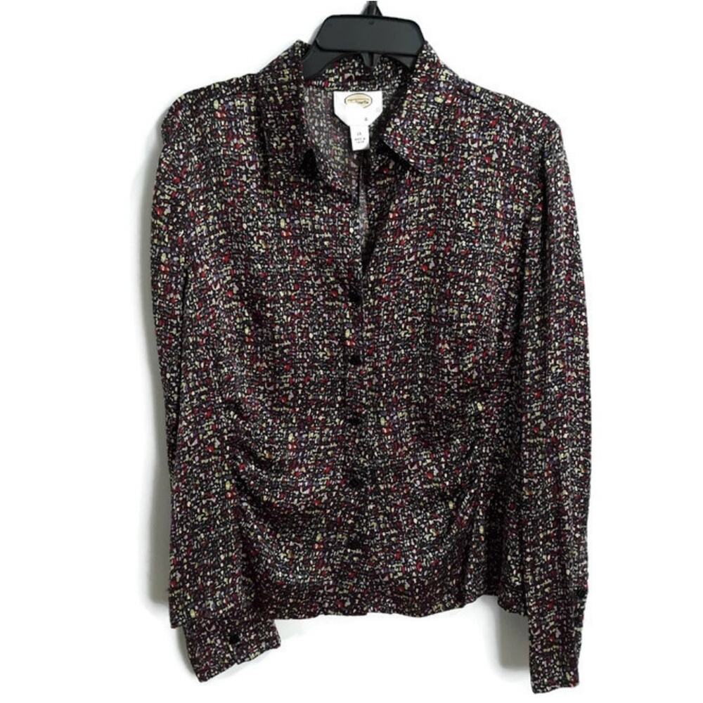 Talbots pure silk long sleeve top sz 14 multicolor